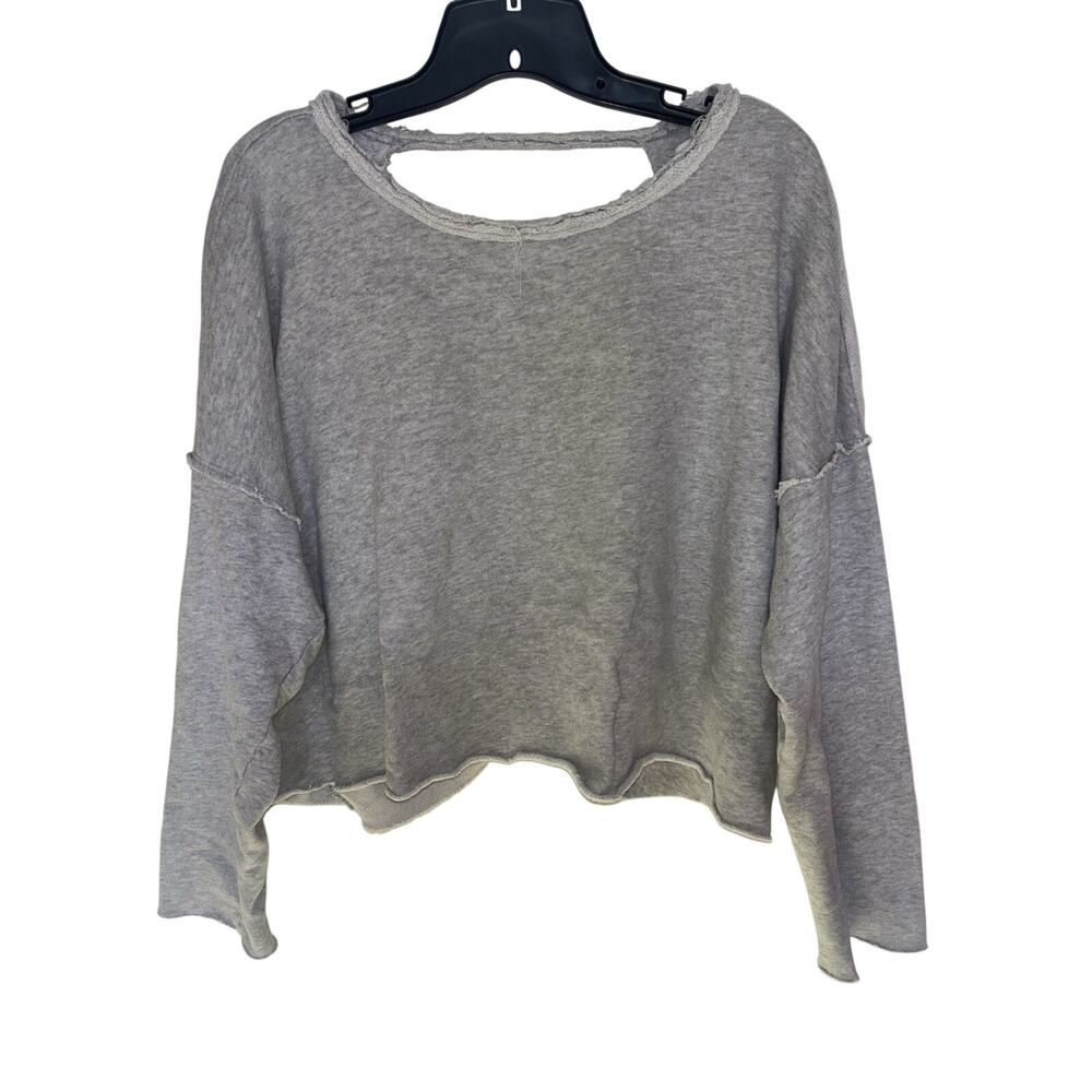 Aerie Gray Twist Open Back Oversized Top Boho Distressed S Lounge